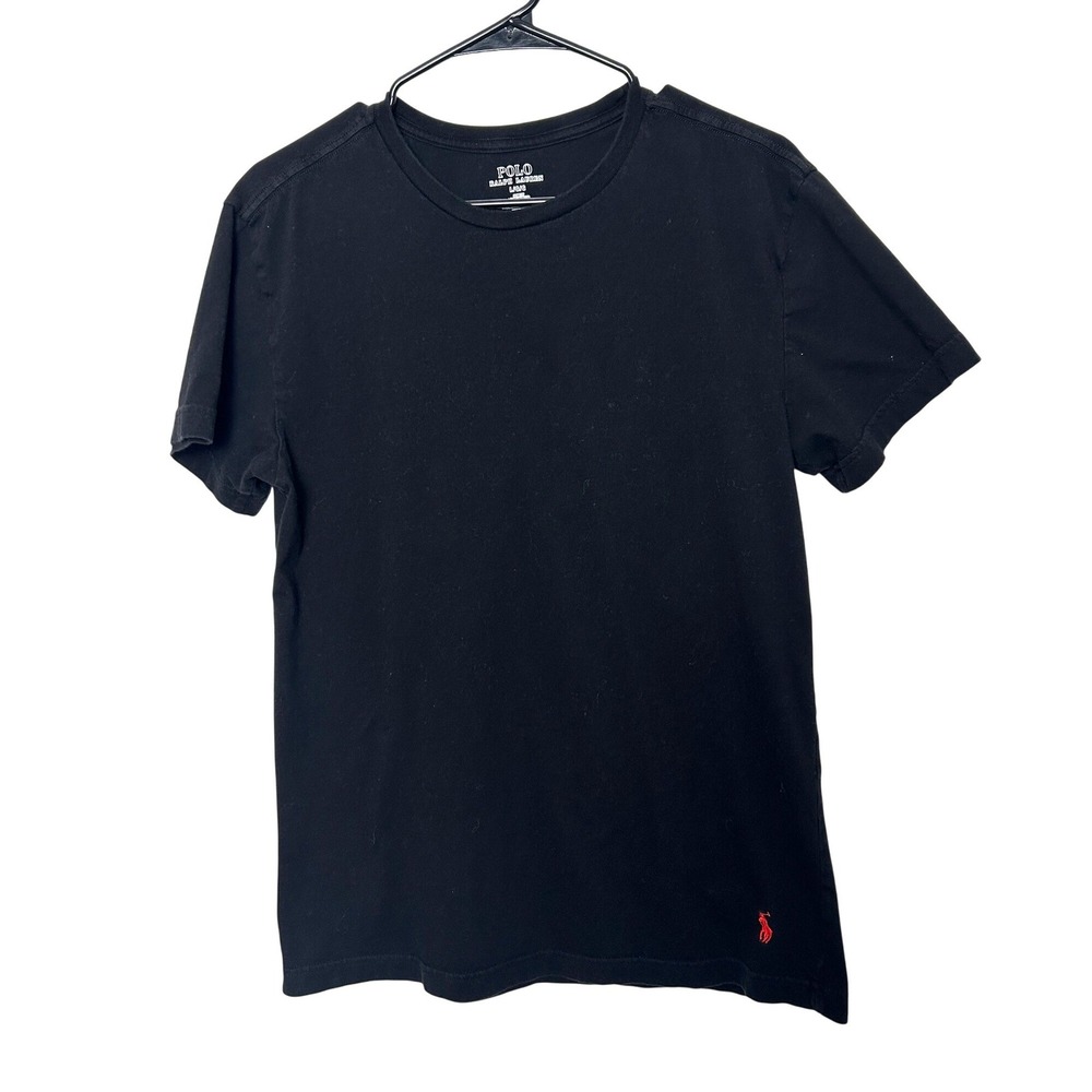 Polo Ralph Lauren T shirt Mens L Slim Fit Black Red Pony Logo Cotton‎ basic tee